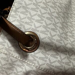 Michael Kors White and Brown Shoulder Bag